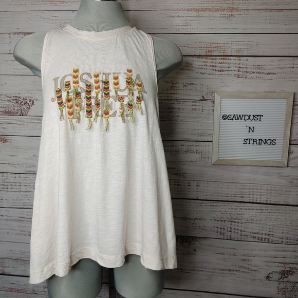 ANTHROPOLOGIE Pilcro Twist Back Embroidered Tank Top M - Picture 2 of 8